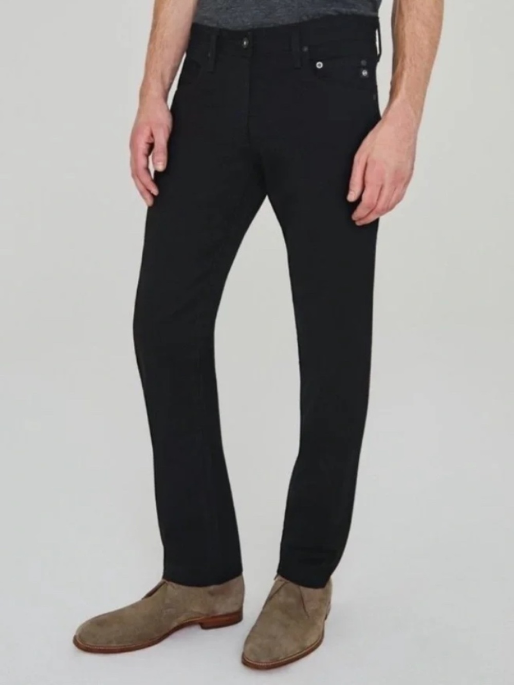AG Adriano Goldschmied The Matchbox Slim Straight Black Jeans 33x 29